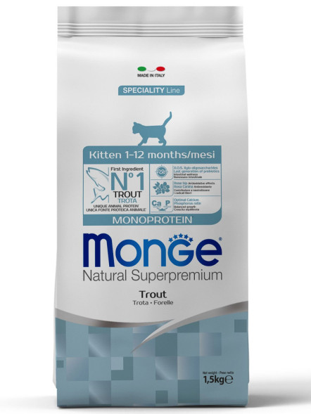 Monge Kitten Monoprotein сухой корм для котят с форелью 1,5 кг