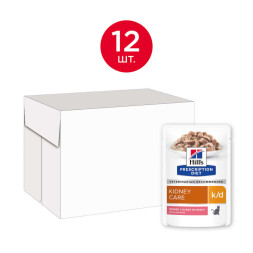 Hills Prescription Diet k/d Kidney Care влажный диетический корм для кошек для поддержания здоровья почек с лососем - 85 г х 12 шт