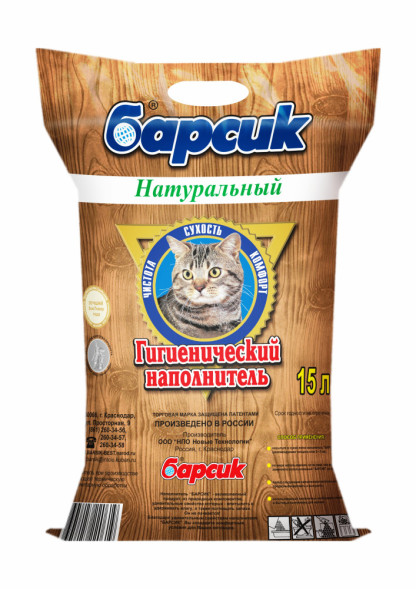 Барсик Натуральный наполнитель впитывающий древесный - 15 л