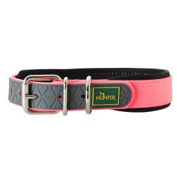 Hunter ошейник для собак Convenience Comfort 55 (42-50 см)/2,5 см биотановый с мягкой горловиной розовый неон