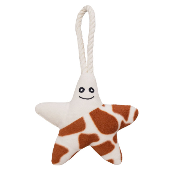 Mr.Kranch игрушка для собак мелких и средних пород Звездочка с канатом и пищалкой, 26х16х5 см, бежево-пятнистая