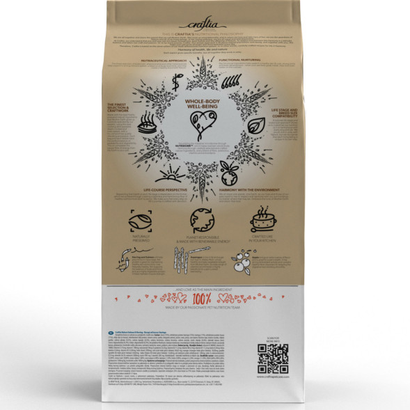 CRAFTIA NATURA сухой корм для взрослых собак миниатюрных и мелких пород с лососем и сельдью - 2 кг