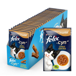 Влажный корм для кошек Felix Суп Сочные ломтики с индейкой 48 г х 36 шт.