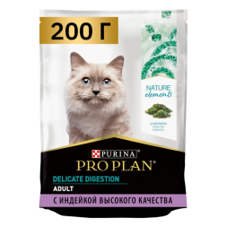Сухой корм для кошек Pro Plan Nature Elements при чувствительном пищеварении с индейкой 200 г