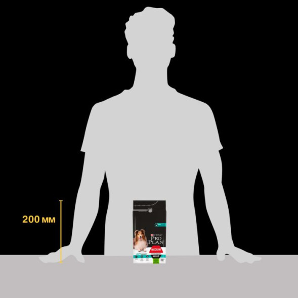 Сухой корм PRO PLAN® для взрослых собак средних пород с чувствительным пищеварением, с высоким содержанием ягненка 1.5 кг