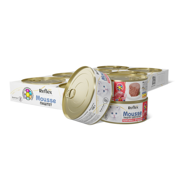 Reflex Gold влажный корм для котят с 2-х месяцев, телятина с ягодами, паштет - 100 г х 8 шт