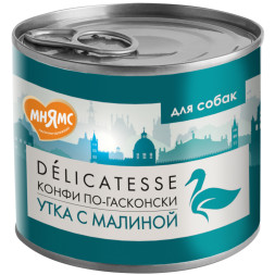 Мнямс Delicatesse Конфи по-гасконски влажный корм для собак паштет из утки с малиной, в консервах - 200 г х 12 шт
