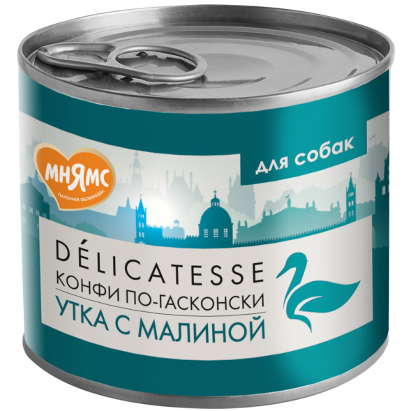 Мнямс Delicatesse Конфи по-гасконски влажный корм для собак паштет из утки с малиной, в консервах - 200 г х 12 шт