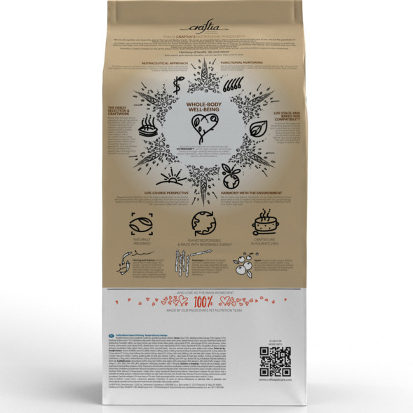 CRAFTIA NATURA сухой корм для щенков миниатюрных и мелких пород с лососем и сельдью - 2 кг