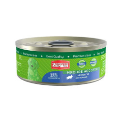 Четвероногий Гурман Мясное ассорти консервированный корм с кроликом для щенков - 100 г (24 шт)