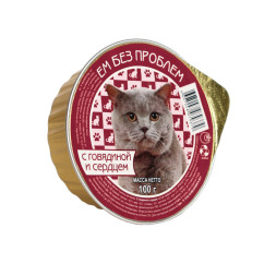 Ем без проблем влажный корм для кошек с говядиной и сердцем, в ламистерах - 100 г х 20 шт