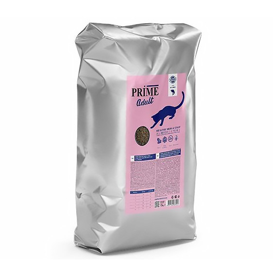 PRIME Healthy Skin&amp;amp;Coat сухой корм для взрослых кошек для здоровья кожи и шерсти, с лососем - 15 кг