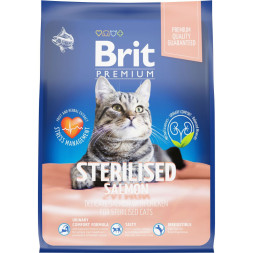 Brit Premium Cat Sterilised сухой корм для взрослых стерилизованных кошек с курицей и лососем - 2 кг