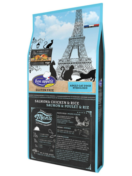 Bon Appetit Cat Adult Sterilized сухой корм для стерилизованных кошек с лососем, курицей и рисом - 400 г