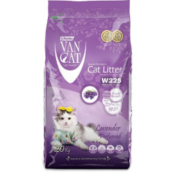 Van Cat W225 комкующийся наполнитель для кошек, без пыли, с ароматом лаванды - 20 кг