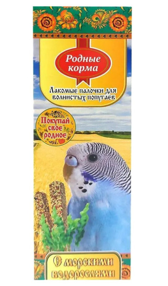 Родные Корма зерновая палочка для попугаев с морскими водорослями