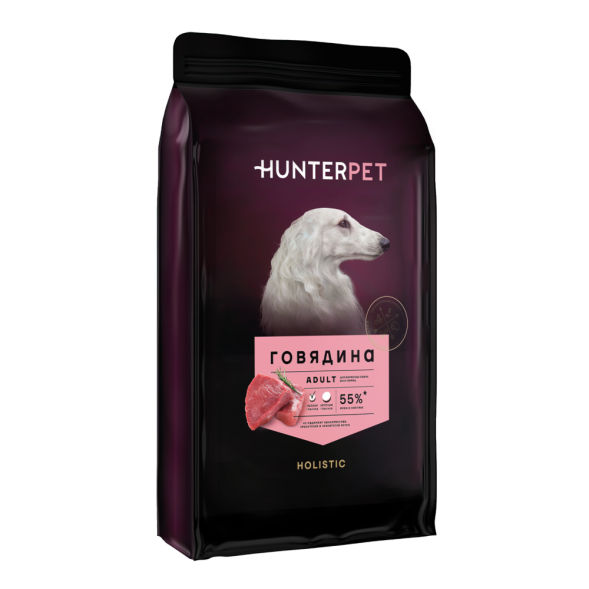 HUNTERPET сухой корм для взрослых собак мелких и средних пород с говядиной - 3 кг