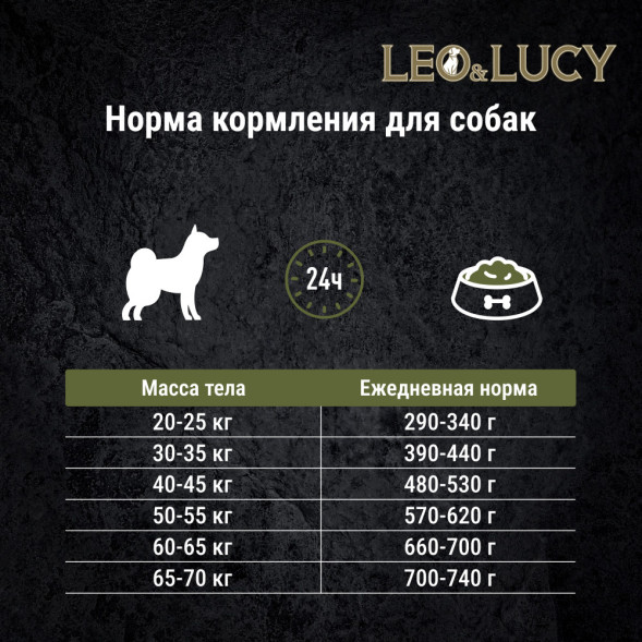 LEO&amp;amp;LUCY сухой холистик корм для взрослых собак средних пород с ягненкоми травами - 12 кг