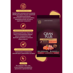 Granplus Gourmet Dog сухой корм для взрослых собак средних и крупных пород, с лососем и цыпленком - 10,1 кг