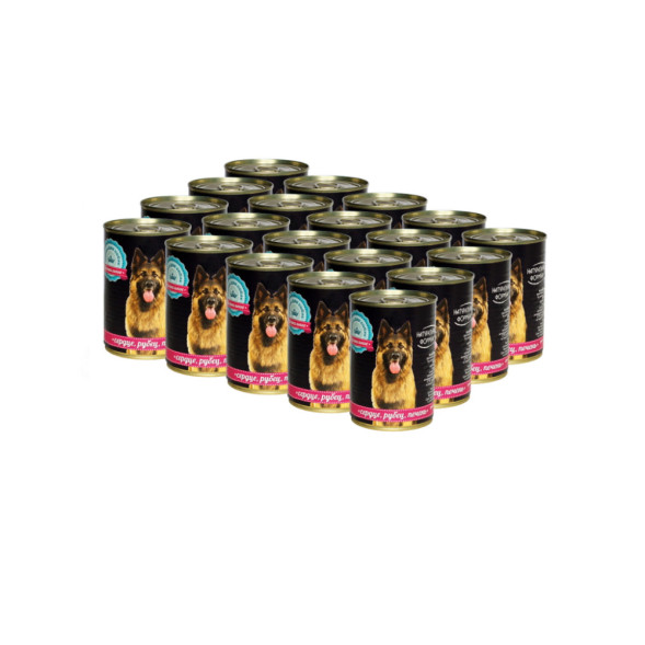 Натуральная формула влажный корм для собак с сердцем, рубцом и печенью, в консервах - 410 г х 20 шт