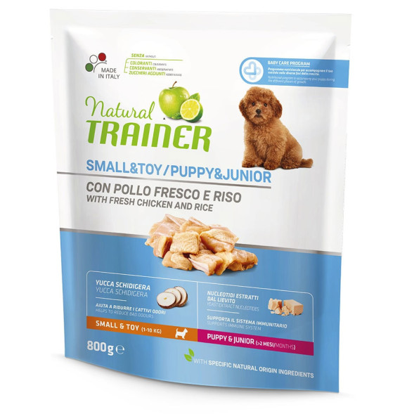 Trainer Natural Small and Toy Puppy and Junior сухой корм для щенков и юниоров мелких и миниатюрных пород с курицей и индейкой - 800 г