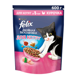 Сухой корм Felix Двойная вкуснятина для котят с курицей - 600 г