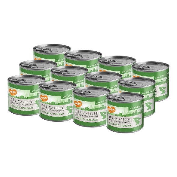 Мнямс Delicatesse Касуэла по-мадридски влажный корм для собак паштет из кролика с овощами, в консервах - 200 г х 12 шт