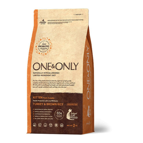 ONE&amp;amp;ONLY turkey &amp;amp; Rice Kitten сухой корм для котят, индейка с рисом - 2 кг