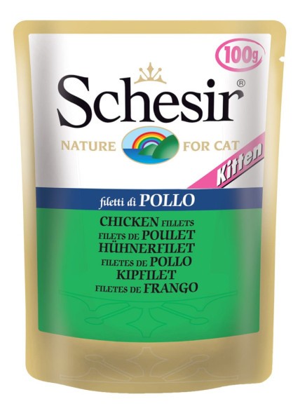Schesir Kitten влажный корм для котят с филе цыпленка в паучах - 100 г х 20 шт