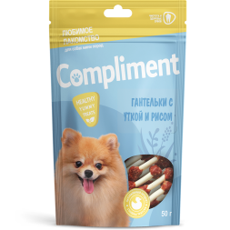 Compliment лакомство для собак мини-пород Гантельки из мяса утки с рисом - 50 г
