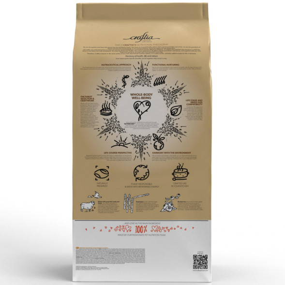 CRAFTIA NATURA сухой корм для взрослых собак миниатюрных и мелких пород с ягненком и перепелкой - 7 кг