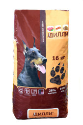 Дилли сухой корм для активных собак с курицей и индейкой - 16 кг