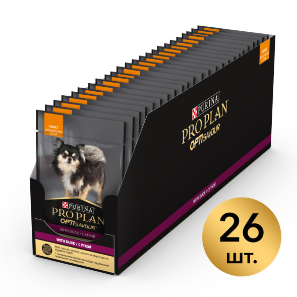 Pro Plan Opti Savour паучи для собак мелких пород с уткой - 85 г х 26 шт