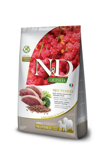 Farmina N&amp;amp;D Quinoa Dog Neutered Medium&amp;amp;Maxi сухой беззерновой корм для стерилизованных собак средних и крупных пород с уткой, киноа, брокколи и спаржей - 2,5 кг