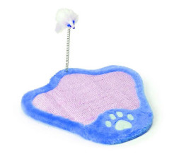 Camon когтеточка для кошек с мышкой на пружине, синяя,  40х33 см