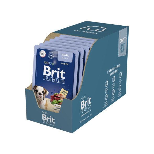 Brit Premium паучи для щенков всех пород с телятиной в соусе - 85 г х 14 шт