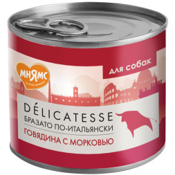 Мнямс Delicatesse Бразато по-итальянски влажный корм для собак паштет из говядины с морковью, в консервах - 200 г х 12 шт