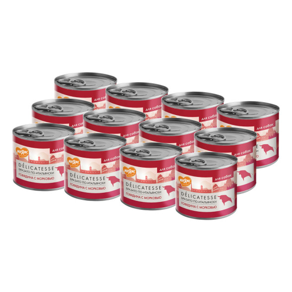 Мнямс Delicatesse Бразато по-итальянски влажный корм для собак паштет из говядины с морковью, в консервах - 200 г х 12 шт