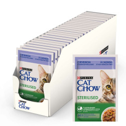 Purina Cat Chow Sterilised паучи для стерилизованных кошек с ягненком и зеленой фасолью - 85 г х 26 шт