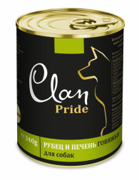Clan Pride влажный корм для взрослых собак с рубцом и печенью говяжьей, в консервах - 340 г х 12 шт