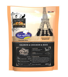 Bon Appetit Cat Adult Sensitive сухой корм для взрослых кошек с чувствительным пищеварением с лососем, курицей и рисом - 400 г