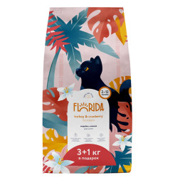 Florida сухой корм для котят с индейкой и клюквой 3+1 кг