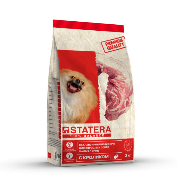 STATERA сухой корм для взрослых собак мелких пород, с кроликом - 3 кг