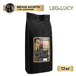 LEO&amp;amp;LUCY сухой холистик корм для щенков всех пород мясное ассорти с овощами - 12 кг