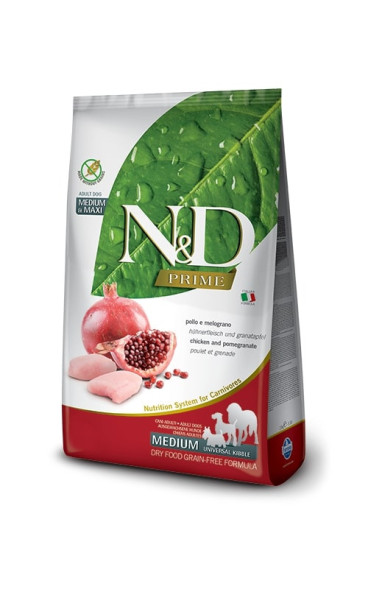 Farmina N&amp;amp;D Prime Dog Chicken &amp;amp; Pomegranate Adult Medium &amp;amp; Maxi сухой беззерновой корм для взрослых собак средних и крупных пород с курицей и гранатом - 12 кг