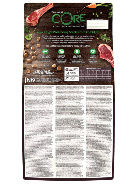 Wellness Core сухой корм для взрослых собак всех пород с ягненком и яблоком 1,8 кг