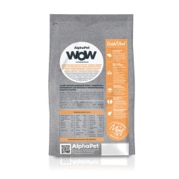 AlphaPet WOW Superpremium сухой полнорационный корм для взрослых стерилизованных кошек и котов с индейкой и потрошками - 750 г