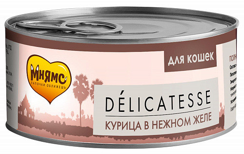 Мнямс Delicatesse влажный дополнительный корм для кошек курица в нежном желе, в консервах - 70 г х 24 шт