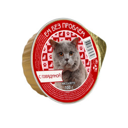 Ем без проблем влажный корм для кошек с говядиной, в ламистерах - 100 г х 20 шт