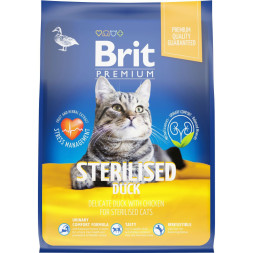 Brit Premium Cat Sterilised сухой корм для взрослых стерилизованных кошек с уткой и курицей - 2 кг